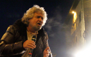 Former TV comedian Beppe Grillo on his election ‘Tsunami Tour’. Photo by Roberto Beragnoli.
